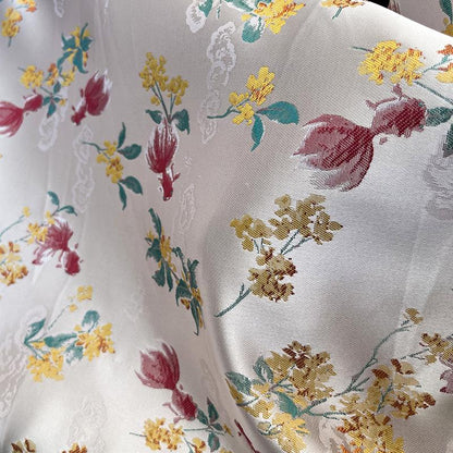 Osmanthus Goldfish Brocade Fabric ��� Oriental Jacquard Floral Fish Pattern Textile for Sewing &