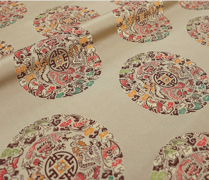 Five Dragons Brocade Fabric: Floral Jacquard Satin, Upholstery & Sewing