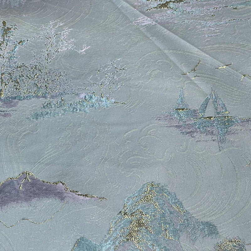 Gold Thread Jacquard Fabric: 3D Texture Upholstery, 56" Wide