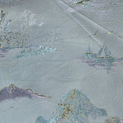 Gold Thread Jacquard Fabric: 3D Texture Upholstery, 56" Wide