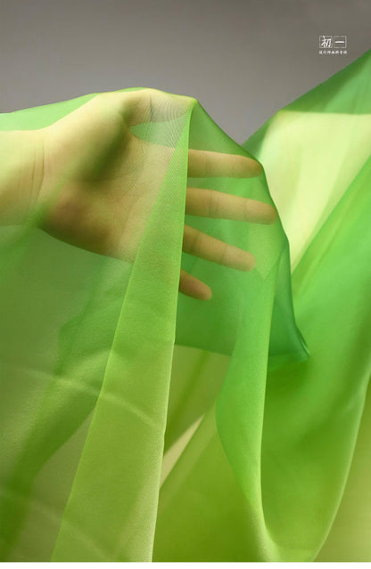 Gradient Green Chiffon Organza Fabric - 55"W Sheer Drape