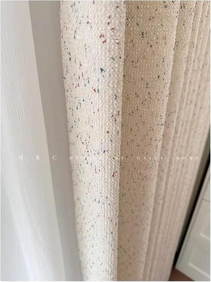 Cream Chenille Jacquard Curtain Fabric with Rainbow Dot Texture ��� Double-Sided Drapery Fabric, 114��� Height, Sold