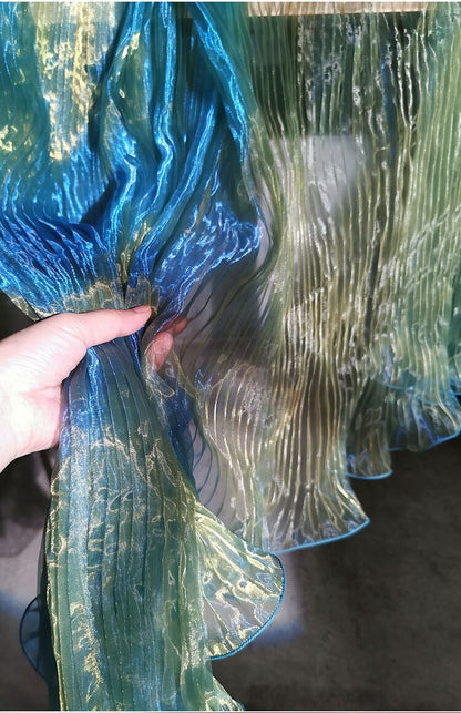 Pleated Big Wave Laser Organza Fabric - 57" W Stiff Texture