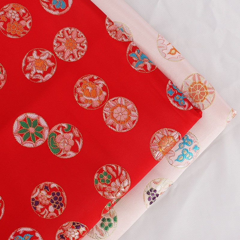 Floral Silk Brocade Fabric: 57"W Rayon Damask, Sewing Material