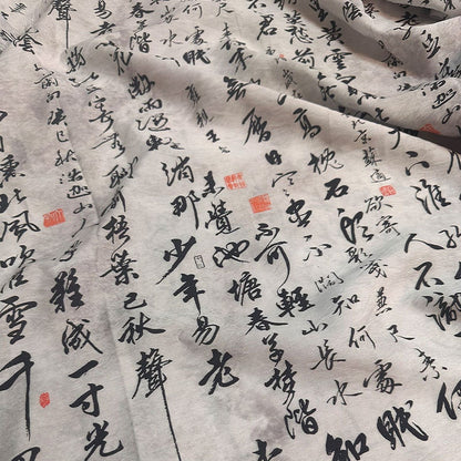 Tissu Tencel Ramie : imprimé calligraphie chinoise, matériel de couture