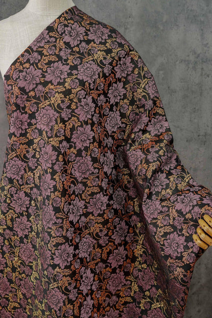 Baroque Floral Jacquard Fabric | Embossed Gold Brocade Upholstery