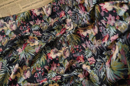 Floral Jacquard Fabric: Gold Thread Embroidered Upholstery, 62"W