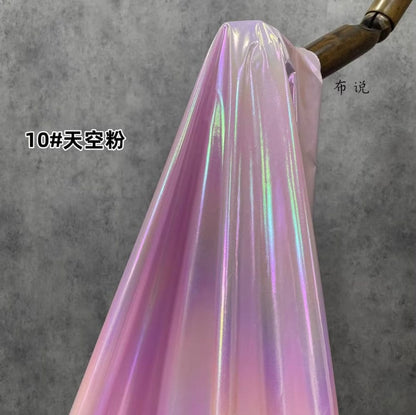 Metallic Silver Pleated Waterproof Fabric: Holographic Padded Jacket Material