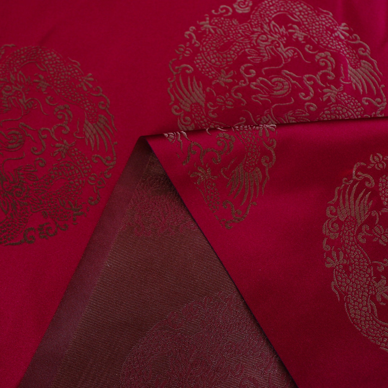Chinese Dragon Brocade Fabric: Nylon Upholstery, Costume, Decor (29.5"W)