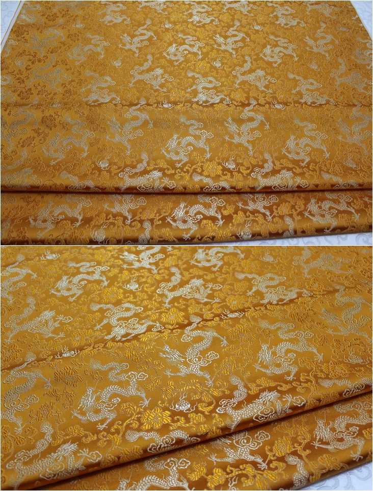 Dragon Brocade Fabric: Multi-Color Floral Silk Rayon Blend