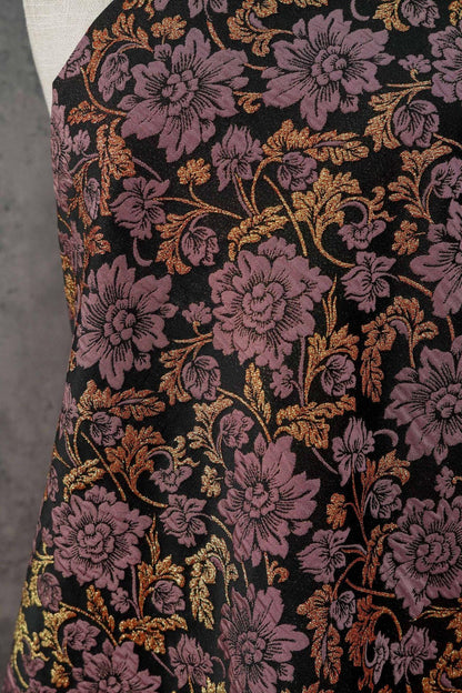 Baroque Floral Jacquard Fabric | Embossed Gold Brocade Upholstery