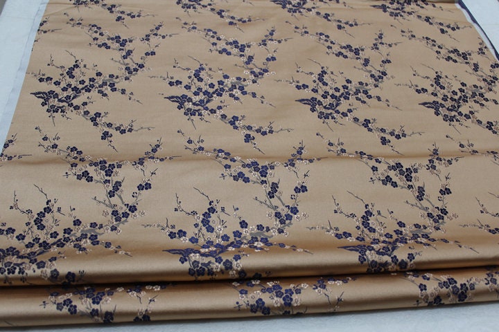 Plum Blossom Silk Brocade Fabric: Multicolored Cheongsam Qipao Material