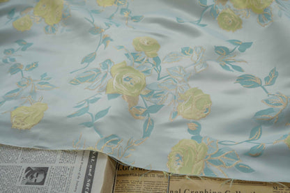 Gold Thread Floral Jacquard Fabric: 3D Texture, 63" Wide By The Meter
