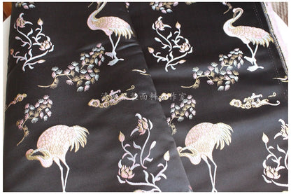Tissu brocart satiné jacquard à mille grues : Matériel de couture pour cheongsam ancien