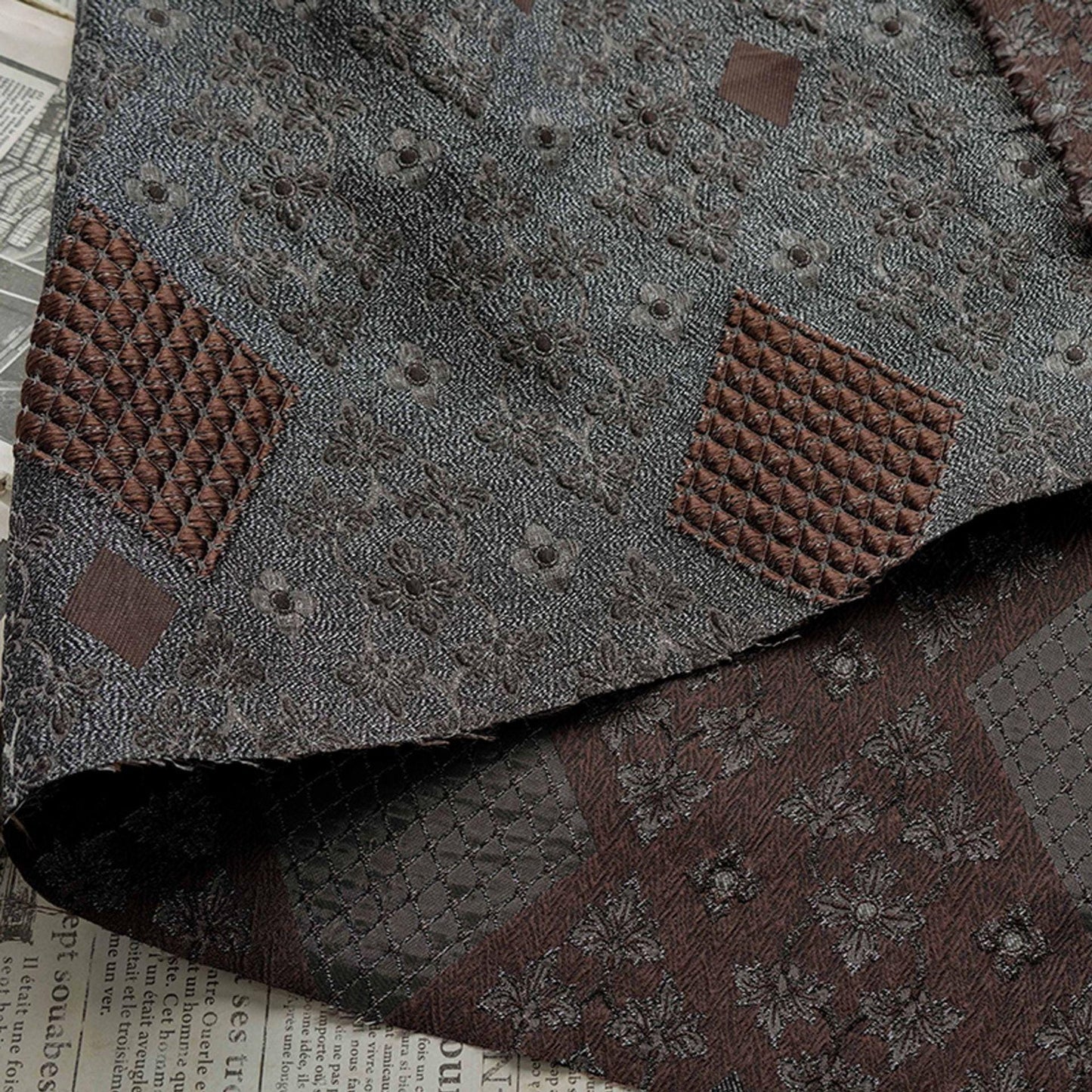 Ethnic Style 3D Embossed Geometric Diamond Jacquard Fabric ��� Vintage Inspire"W
