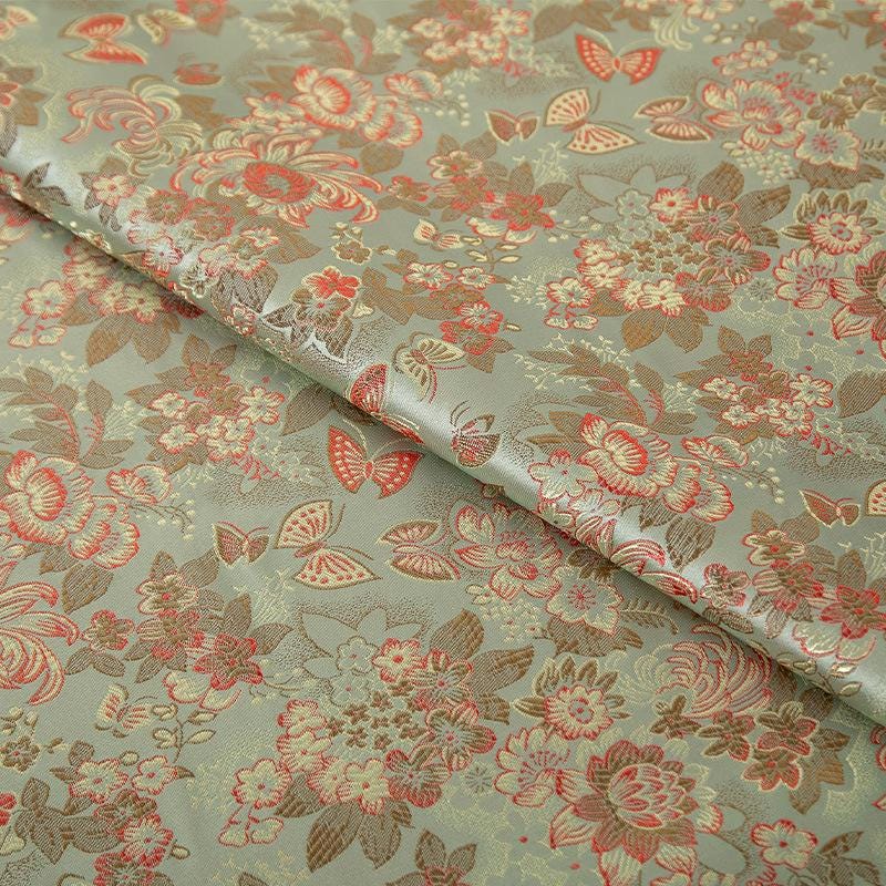 Nishijin Weaving Fabric: Japanese Floral Butterfly Upholstery Fabric by the Meter