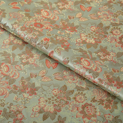 Nishijin Weaving Fabric: Japanese Floral Butterfly Upholstery Fabric by the Meter