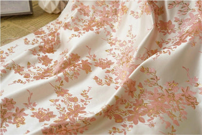 Gold Thread Floral Jacquard Fabric: 3D Texture Upholstery, 58"W