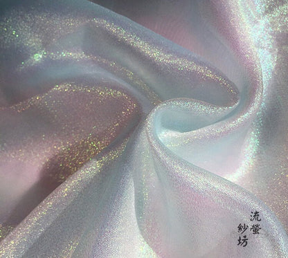 Glitter Starry Gauze Fabric: Colorful Indian Yarn, 59"W, DIY Wedding Decor