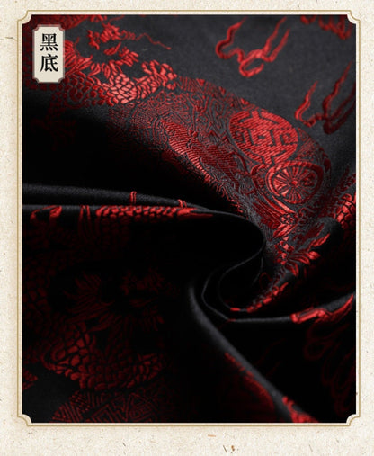 Tissu brocart de soie à motif de dragon chinois : 74 cm de large, accessoires de vêtements