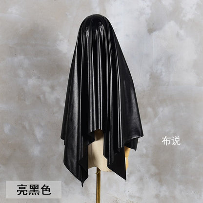 Black Matte Pleather Fabric: 4-Way Stretch Polyester Spandex (58"W)