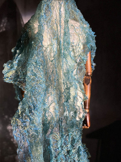 Tissu organza texturé 3D : plis cristallins irréguliers, 140 cm de large
