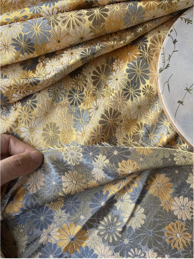 Floral Silk Brocade Fabric: 59"W Rayon Blend, Cheongsam Sewing Material