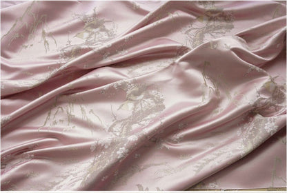 Mountain Flowers Birds Brocade Fabric: 58"W Rayon Sewing Material