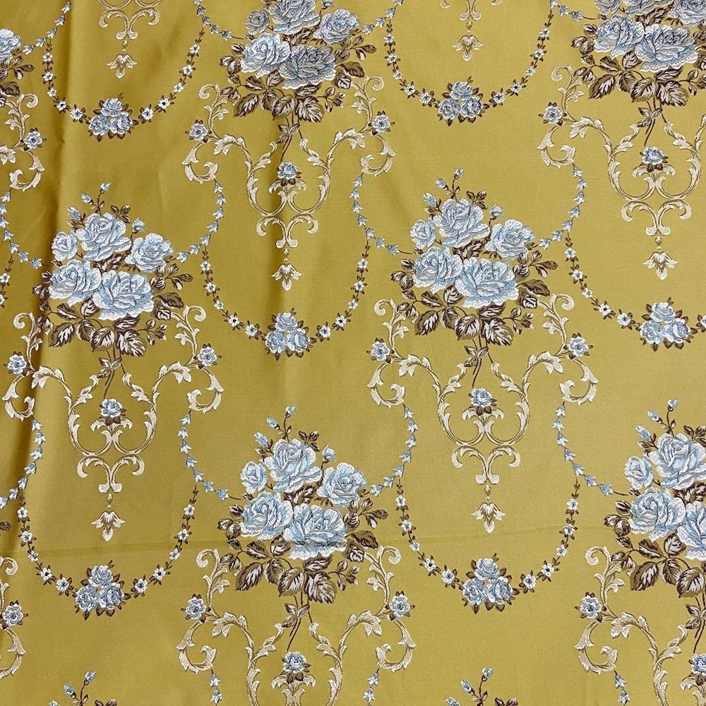 Gold Thread Floral Jacquard Fabric: 57"W Costume & Upholstery Rayon