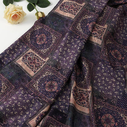 Tea Silk Satin Fabric: 59"W Digital Patch Print - Costume, Upholstery, Drapery
