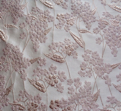Gold Thread Jacquard Fabric: 3D Vintage Floral Upholstery, 55"W