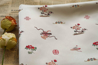 Chrysanthemum Silk Brocade Fabric: 66"W Chinese Cheongsam, Upholstery & Quilting