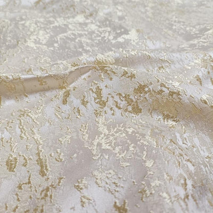 Tissu jacquard à texture 3D métallisée - Blanc doré, 140 cm de large