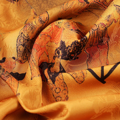 Chinese Baizi Print Fabric: Polyester Spandex Blend, 59" Wide