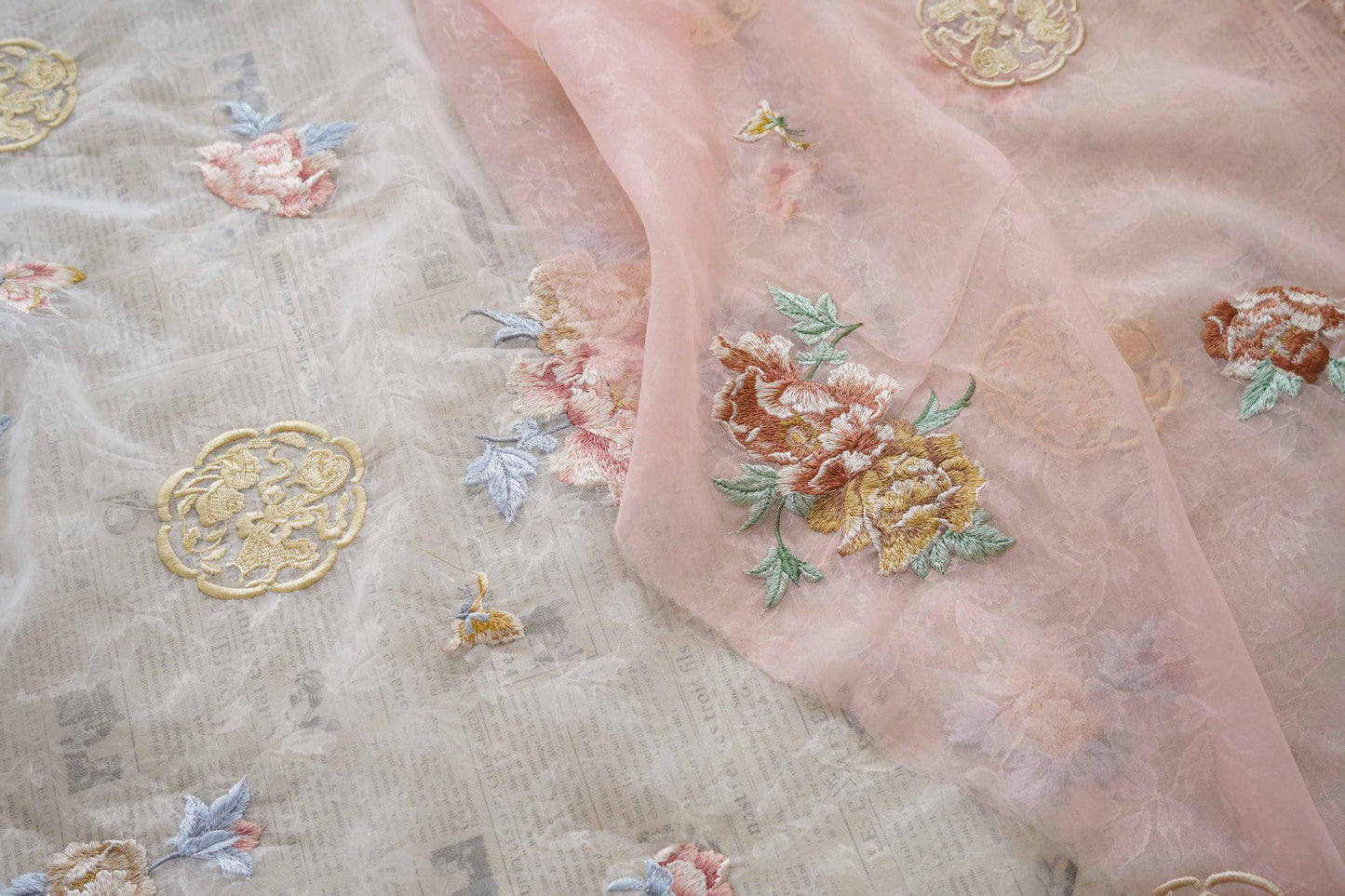 Embossed Flower Embroidery Organza Fabric: 3D Silk, Costume & Decor