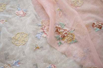 Embossed Flower Embroidery Organza Fabric: 3D Silk, Costume & Decor