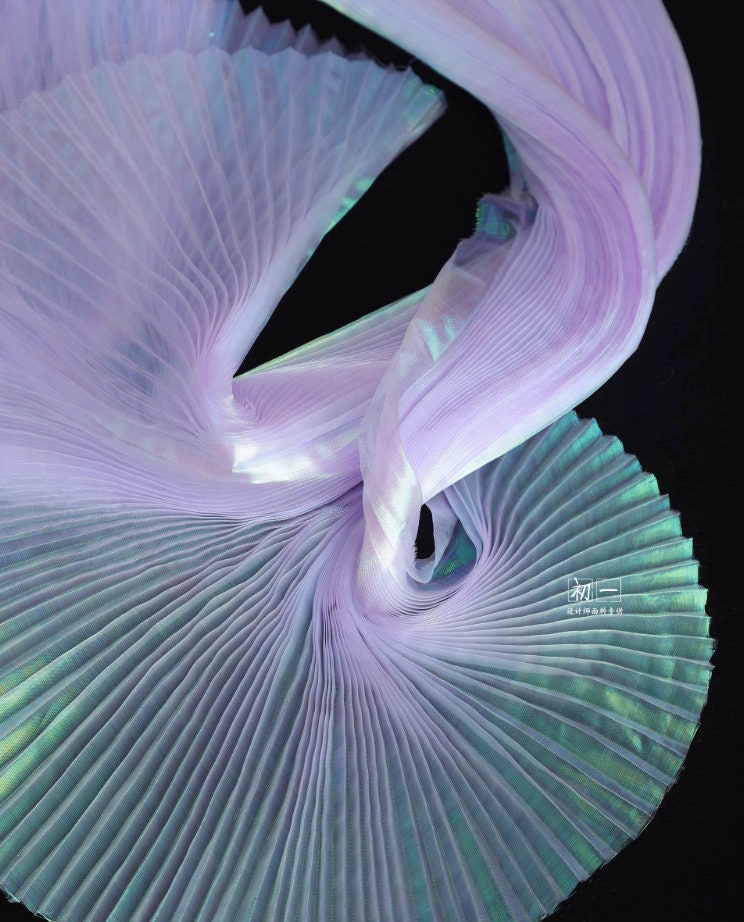 Mermaid Pleated Organza Fabric: 55" Wide Designer Material
