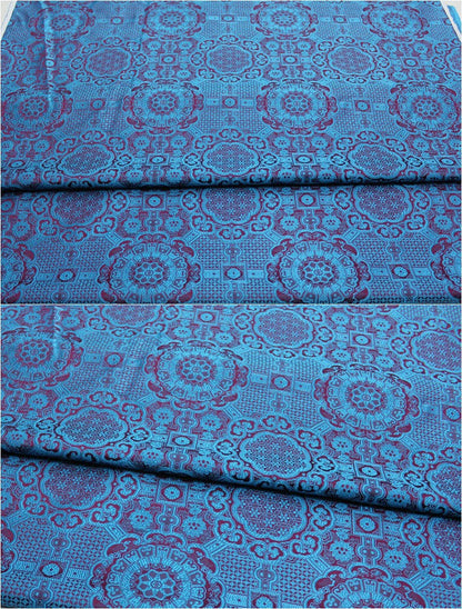 Gold Jacquard Fabric: Tortoise Bone Pattern Silk Rayon Blend