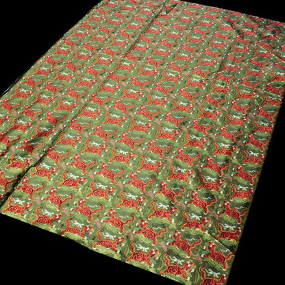 Tissu rayonne à motif tigre : motif or mongol tibétain, 147 cm de large