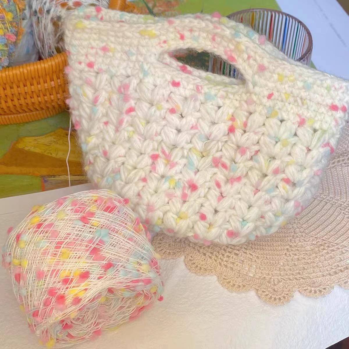 Handcrafted Candy-Colored Ping Pong Yarn: DIY Mixed Thread Wool Balls