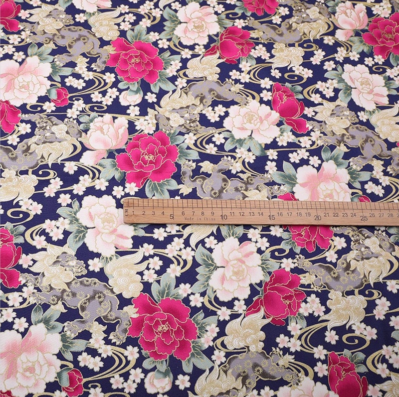 Tissu en coton à motifs floraux japonais : Matériel de couture pour kimono