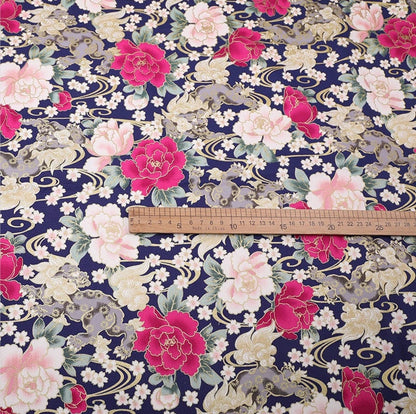 Tissu en coton à motifs floraux japonais : Matériel de couture pour kimono
