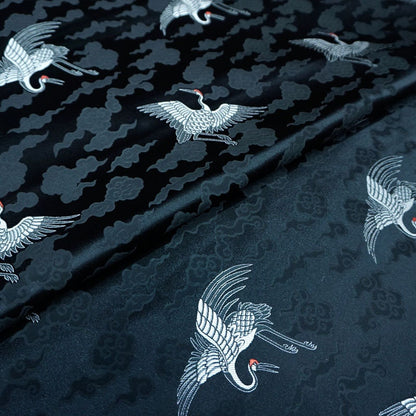 Crane Brocade Fabric: Colorful Silk Rayon Blend, Cheongsam Qipao Material