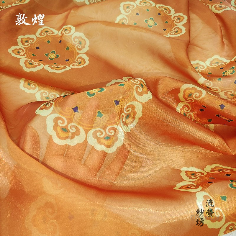 Printed Organza Han Fu Fabric: 59"W Designer Sheer Polyester