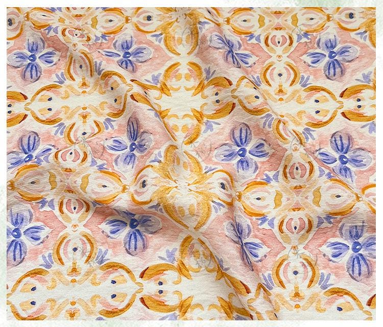 Tissu pour patchwork, coton à motifs floraux aquarelle : matériel de couture style chinois
