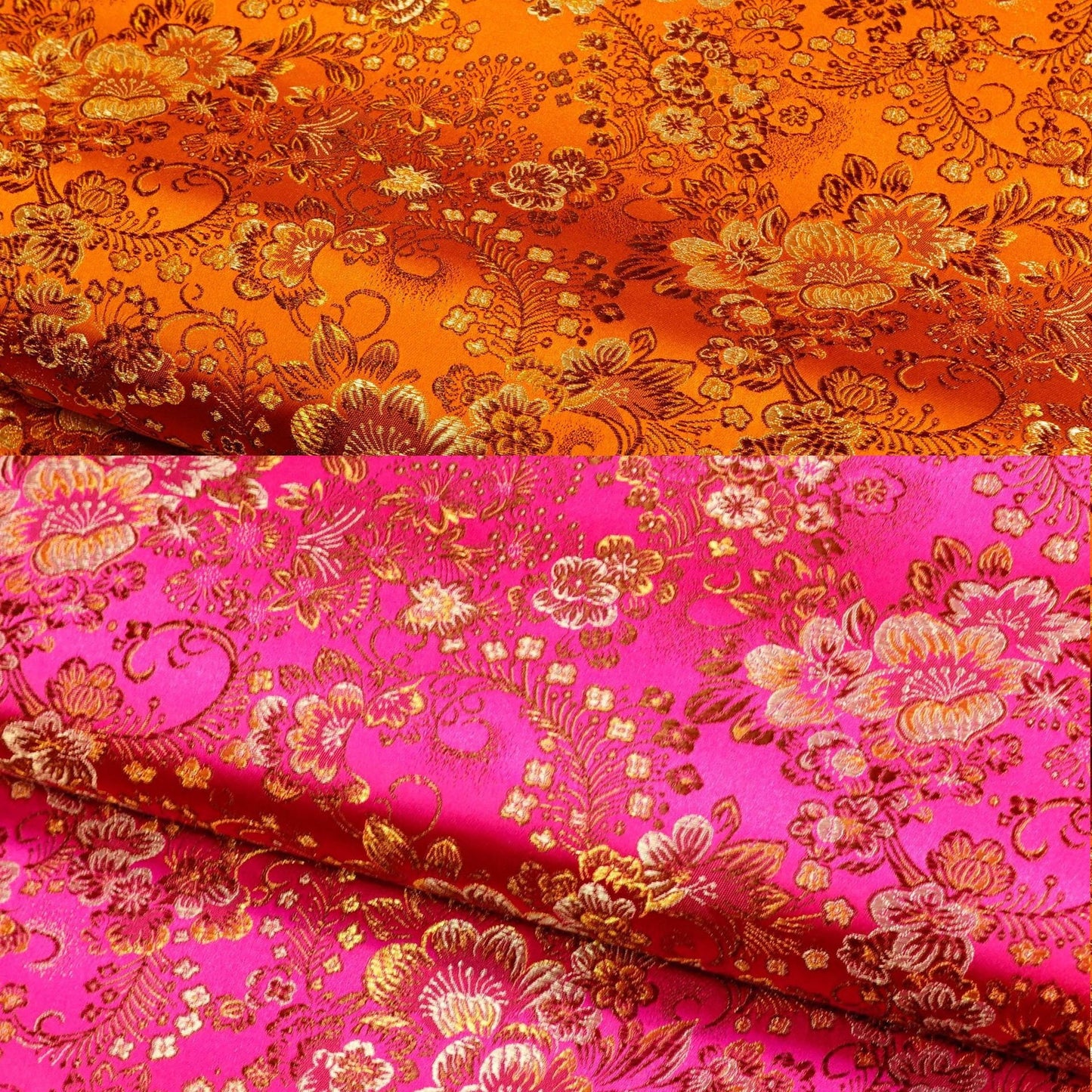 Peony Brocade Fabric: Colorful Cheongsam Qipao Sewing Material, 45"W
