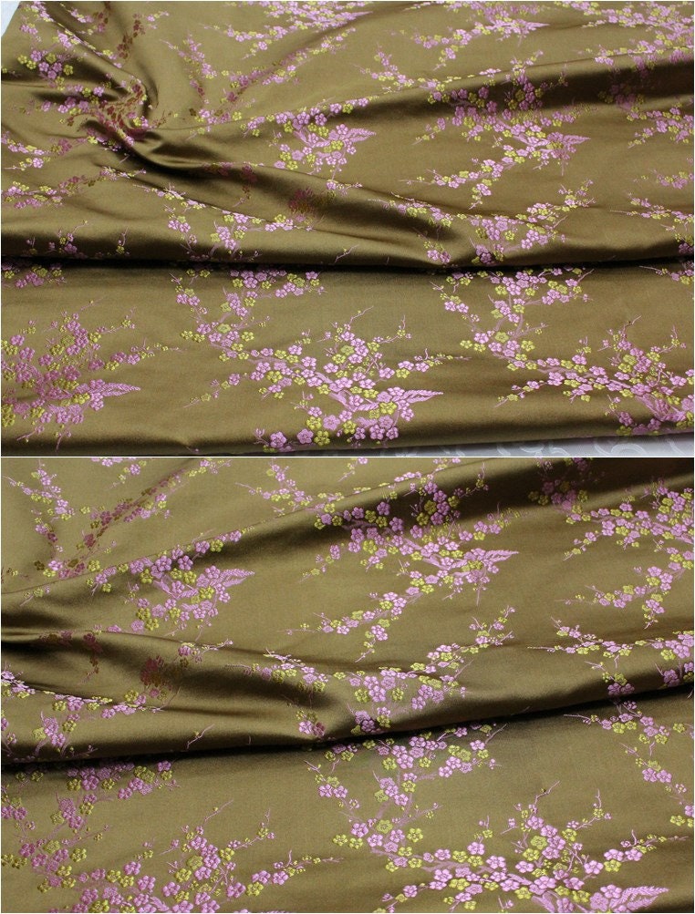 Tissu brocart de soie à motif de fleurs de prunier : tapisserie pour coussin Cheongsam de 150 cm de large