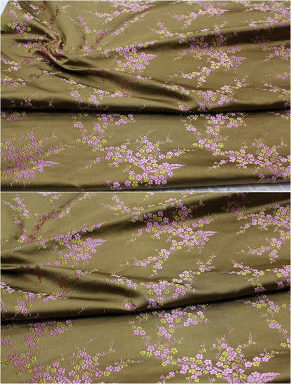Tissu brocart de soie à motif de fleurs de prunier : tapisserie pour coussin Cheongsam de 150 cm de large