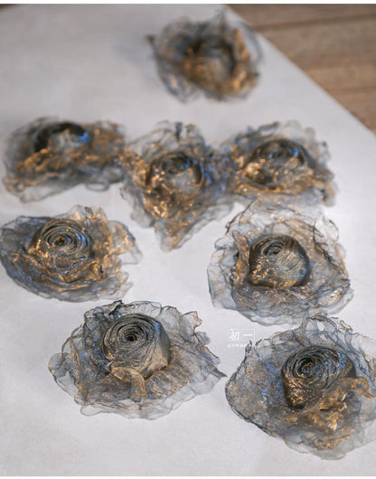 Blue & Gold Flower Corsage: Handmade Retro Clothing Design Accessory
