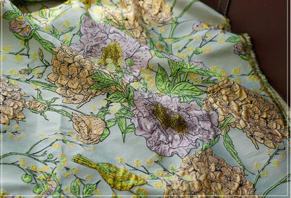 Embossed Jacquard Fabric: 3D Birds and Flowers, 55" Wide